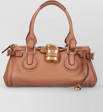 Chlo&eacute; shoulder bag buckle accents gold tone padlock