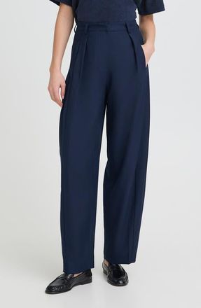 Ichi Iherina Pleated High Waist Pants in Dark Navy at Nordstrom, Size 12 Us