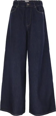 Max Mara Weekend Maxmara Wkdzattera katoenen denimjeans met wijde pijpen