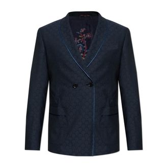 Etro Etro, Blazers, male, Blue, Size: XL Wool Double-Breasted Blazer