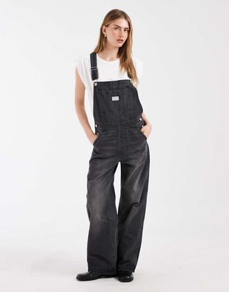 Levi's salopette in denim nera-Nero