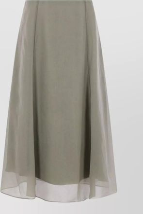 Brunello Cucinelli silk midi skirt a line overlay