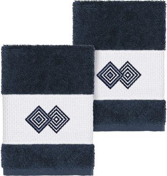 Linum Home Textiles Noah Embellished Washcloth - Set of 2 - Midnight Blue at Nordstrom Rack
