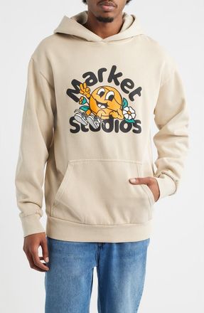 Market Chill In The Net Cotton Blend Graphic Hoodie in Natural at Nordstrom, Size Xx-Large