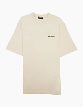 Balenciaga Mens Balenciaga Logo Crewneck T Shirt Off White - Cream - Size: 36