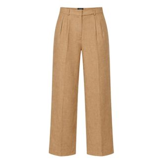 Actualee Broeken, Dames, Beige, L, Leer, Wijde Broeken