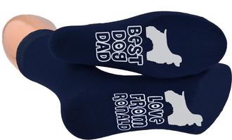 Generic Best Dog Dad Cocker Spaniel Sole Print Design Socks Personalised with Name Mens UK 5-12, One Pair, Navy Blue