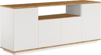 Vente-Unique Aparador con 4 puertas y 1 estante - Natural claro y Blanco - LOTULA