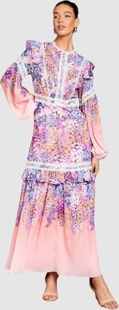 Coast Lace Frill Detail Maxi Dress in Pink at Nordstrom, Size 12