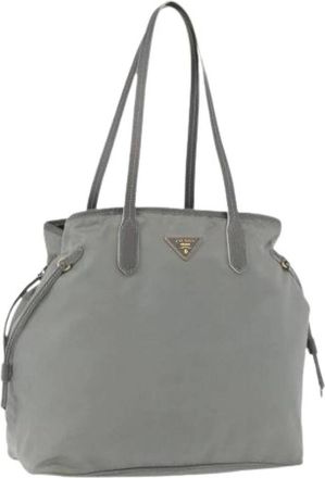 Prada Pre-owned Tote Bags, female, Gray, Size: ONE SIZE Pre-owned Vintage Nylon Tote Bag