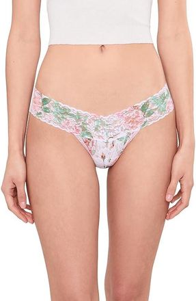 Hanky Panky Printed Signature Lace(r) Low Rise Thongs Womens Underwear Rococo Rose (Pink), Lycra/Modal/Tencel