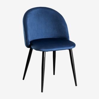 Sklum Sklum - Pack De 4 Sillas De Comedor En Terciopelo Kana Azul Marino