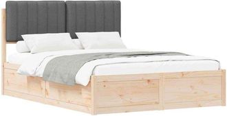 vidaXL Bed Frame with Upholstered Headboard Dark Grey 135 x 190 cm vidaXL