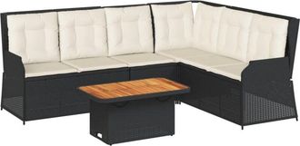 vidaXL Set De Muebles De Jard&iacute;n 5 Pzas Y Cojines Rat&aacute;n Sint&eacute;tico Negro Vidaxl