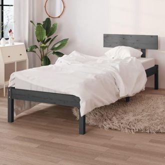 vidaXL Bed Frame without Mattress Grey Solid Wood Pine Single Vidaxl