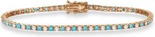 Allurez Alternating Diamond & Blue Topaz Eternity Tennis Bracelet 14K Rose Gold (3.46ct)