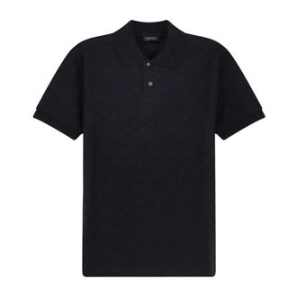 Gucci Tops, Heren, Zwart, L, GG Jacquard Jersey Poloshirt