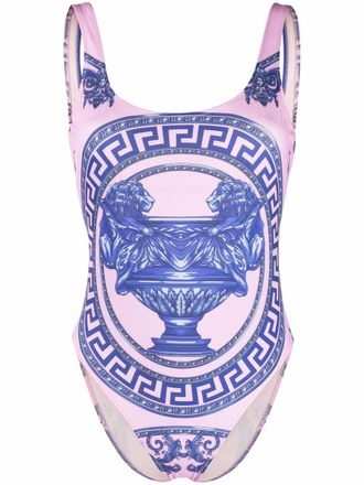 Versace Costume intero con stampa Chiave Greca - Rosa