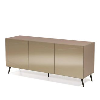 MondoViro Aparador con 3 puertas de espejo marr&oacute;n 180x50 h80 cm