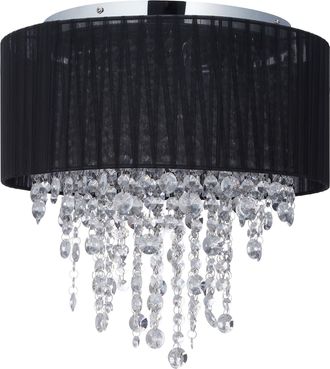 Relaxdays Relaxdays - L&aacute;mpara De Techo Con Cuentas De Cristal, Pantalla Organza, Para 5 Bombillas G9, 39 X 40 Cm, Blanco Y Negro