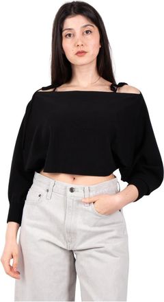 Roberto Collina Zwarte Off-Shoulder Geknipte Trui - Dames - Longsleeves - Zwart - XS - Tops
