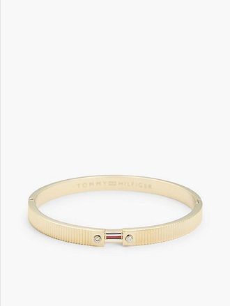 Tommy Hilfiger Brazalete de acero inoxidable con rayas