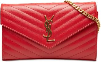 Saint Laurent Pre-owned Saint Laurent Grain De Poudre Chevron Monogram Envelope Wallet on Chain Ladies JC7SVYHF9TEH5UO4