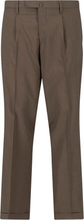 BRIGLIA 1949 Brown Tailored Mid-Rise Virgin Wool Trousers
