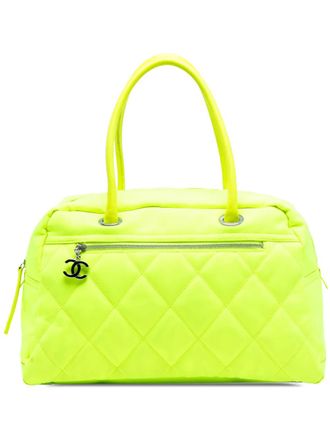 Chanel 2008-2009 Paris Biarritz Quilted Canvas Fluo Duffle Bag travel bag - Yellow