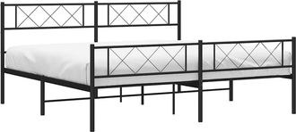 vidaXL Estructura Cama Sin Colch&oacute;n Con Estribo Metal Negro 183x213 Cm Vidaxl