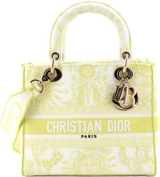Dior Lady D-Lite Bag Embroidered Canvas Medium satchel - Giallo