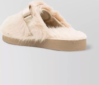Suicoke round toe faux fur slides