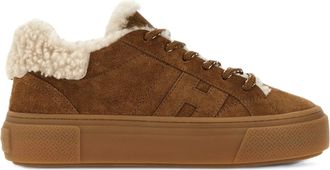 Hogan Light Brown H705 Allacciato H Calfskin Lambskin Sneakers