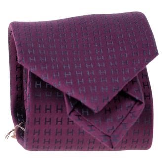 Herm&egrave;s Herm&egrave;s Faconnee New H stropdas in paarse zijde