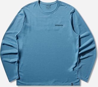 Patagonia Men s Capilene Cool Daily Longsleeve Shirt Boardshort Logo Shore Blue