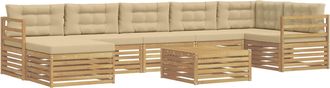 vidaXL Conjunto De Sof&aacute;s De Exterior 8 Uds. Y Beige Poli&eacute;ster Vidaxl