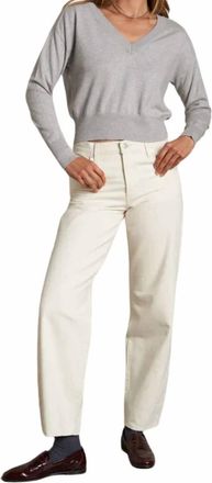 perfectwhitetee Georgina V Neck Sweater In Heather Grey
