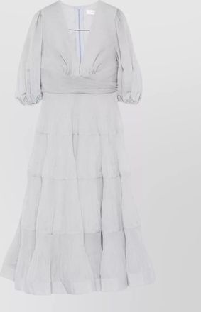 Zimmermann knee length dress puff sleeves tiers