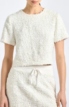 Derek Lam Syrena Paillette Cropped Shirt in Blanc De Blanc at Nordstrom, Size X-Small