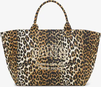 Ganni Mixed Leopard XXL Tote