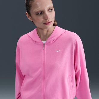 Nike Womens Nike Sportswear Chill Terry Loose Full-Zip French Terry Hoodie in Pink | FN2415-675