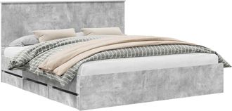 vidaXL Estructura De Cama Gris Concreto 180 X 200 Cm Madera Ingenieril Vidaxl
