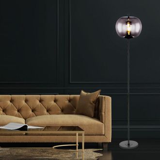 ETC Shop Lampada da terra vintage paralume in vetro lampada da terra lampada da terra sfera in vetro fumé altezza 160 cm