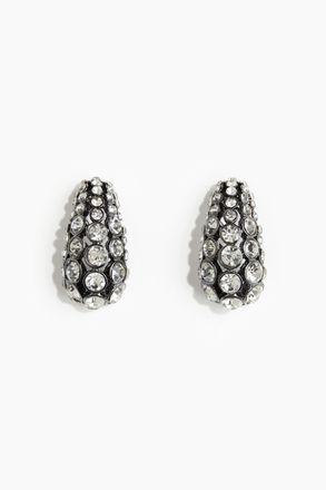 H&M Gew&ouml;lbte Ohrringe mit Strass - Silberfarben