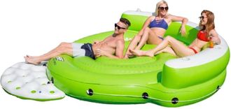 Bestway Materassino Gonfiabile A Forma Di Isola Dimensioni Xl Bestway Kick Back 275x255x65 Cm Con 5 Posti, Schienale E 5 Portabicchieri