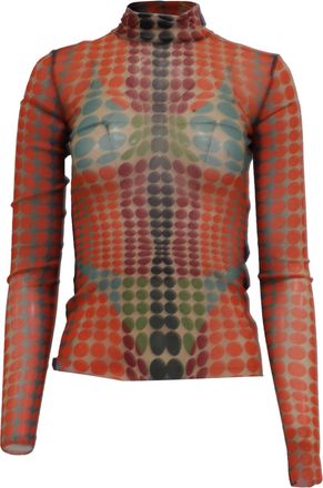 Jean Paul Gaultier Polka Dot Mesh Blouse in Multicolor Polyamide