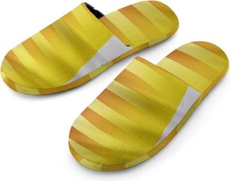 Generic U.S.A And Vatican Flag Flannel Mens Slip-on Slippers Winter Warm House Shoes with Rubber Sole for Home Hotel