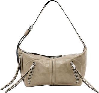 AllSaints Jean Ray Leather Shoulder Bag in Pebble Grey at Nordstrom