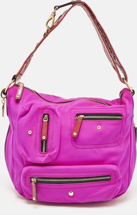 Tod's Tods Purple/old Rose Neoprene And Patent Leather Multiple Pocket Expandable Hobo