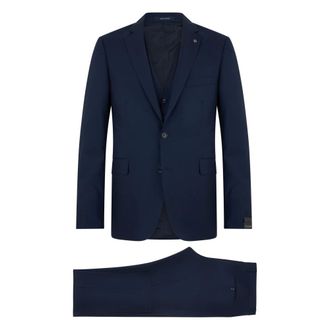 Tagliatore Single Breasted Suits, male, Blue, Size: L Tailored Three-piece Wool Suit